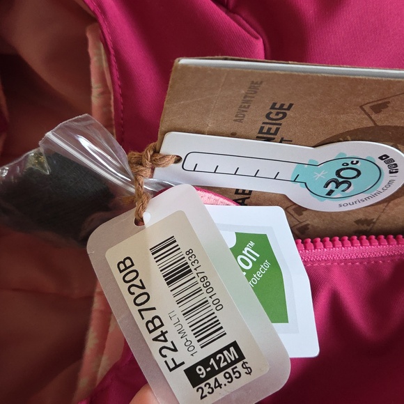 Souris Mini 9-12 Months NEW Pink Hooded‎ Jacket and Blue Overalls Snowsuit Set - Picture 3 of 11